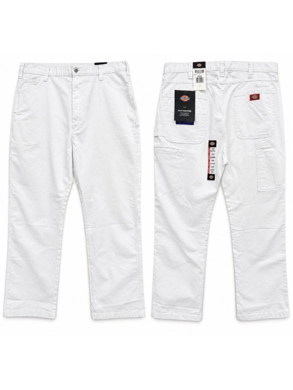New Dickies Utility Painter Pants 42x32 White Relaxed Straight Cargo Pockets